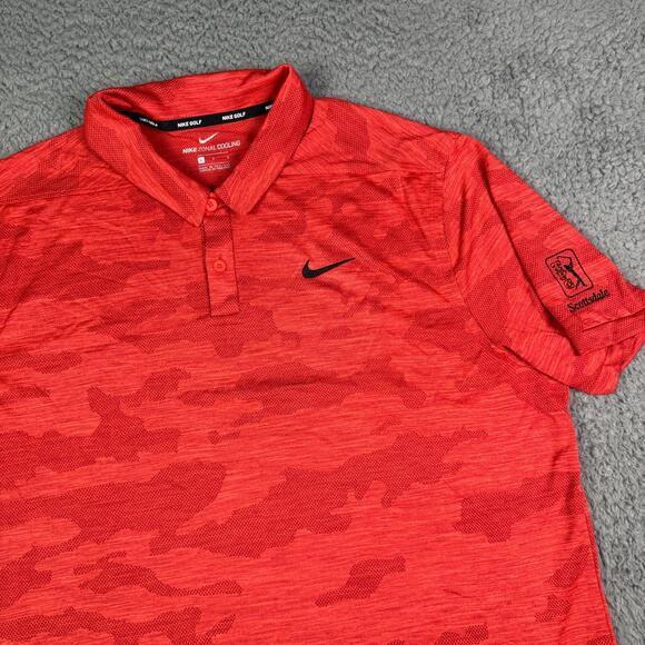 Nike Polo Shirt Mens L Red Sunday Camo Zonal Cooling Golf Short Sleeve AR2819 - Picture 1 of 10